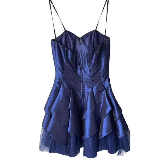 Formal Dress size 3/4 Blue Beaded Rhinestone Tool Prom Gala Party Masquerade - Picture 3 of 7